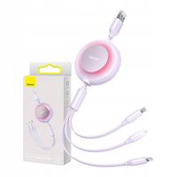 Kabel niktrade USB - USB typ C / microUSB / Lightning 1,1 m fioletowy