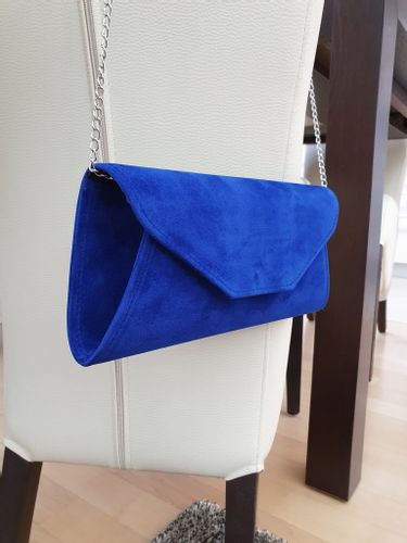 ELISE torebka kopertówka wizytowa zamszowa eko z łańcuszkiem V110 chabrowa na Arena.pl