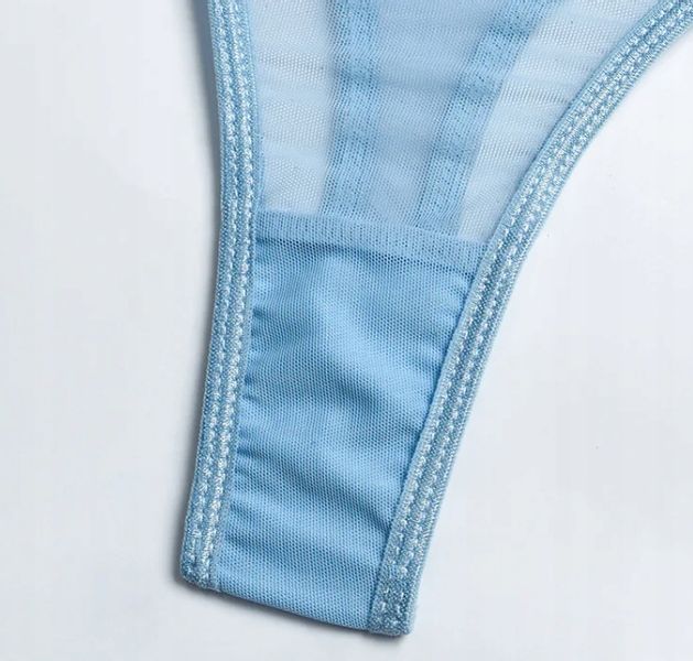 KOMPLET Bielizny Damskiej STANIK Choker PASY NA UDA BRZUCH Biały L zdjęcie 9