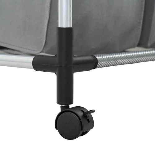 Kosz na pranie z kółkami 4 przegrody szary na Arena.pl