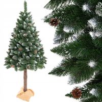 CHOINKA NA PNIU SZTUCZNA JAK ŻYWA GĘSTA ZIELONA ŚWIĄTECZNA OŚNIEŻONA 180 cm