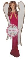 anioł drewniany malowany  dla babci  30 cm