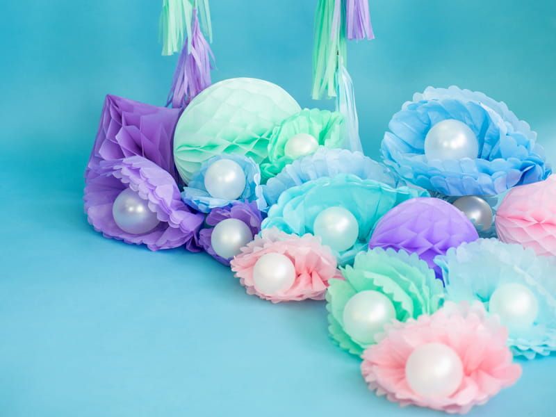Pompon bibułowy niebieskomglistym 35cm zdjęcie 4