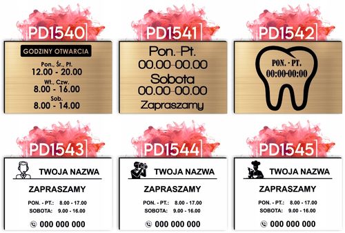 nadruk uv Elegancka TABLICZKA 40x30 cm godziny otwarcia firmy sklepu na Arena.pl