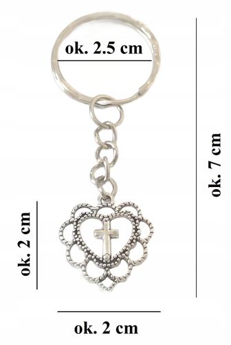 Breloczek Serduszko z Krzyżykiem Krucyfiks Brelok dla Wierzących I Pamiątka na Arena.pl