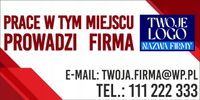BANER OCZKOWANY 120x80 cm PRACE PROWADZI FIRMA twoje logo nazwa firmy