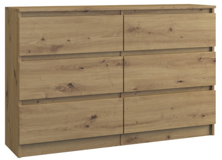 Komoda 6 Szuflad 140 cm Artisan MALWINA TS - 4 Kolory zdjęcie 1