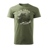 Koszulka motocyklowa z motocyklem na motor BMW GS R 1300 męska khaki REGULAR L