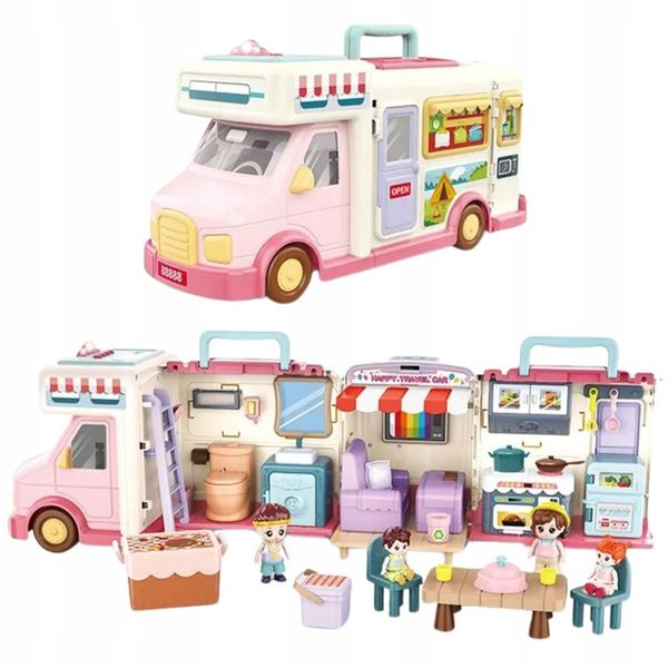 SAMOCHÓD TURYSTYCZNY KAMPER ZESTAW KEMPINGOWY FIGURKI DOMEK PIKNIK MELODIE zdjęcie 8