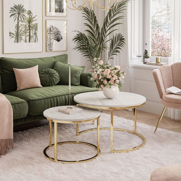 Stolik Ława 2 w 1 CYRYL złoty chrom MARMUR zdjęcie 5