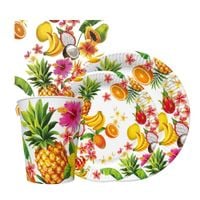 Zestaw komplet zastawy Owoce tropikalne - kubeczki, talerzyki, serwetki