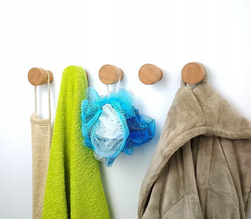 Drewniany Wieszak na Ścianę 5,5 cm Ubrania Ręczniki do Sauny Garderoby 45mm na Arena.pl