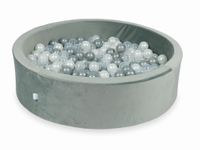 Suchy basen z piłeczkami 400 sztuk 110x30 Velvet szary (przezroczyste, perłowe, srebrne)