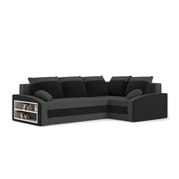 Duży narożnik, prawy, półka w lewym, LUSSO, 230x179x75 cm, szary, czarny