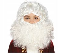 PERUKA ŚWIĘTEGO MIKOŁAJA Z BRODĄ BIAŁA DZIECIĘCA JASEŁKA BOŻE NARODZENIE