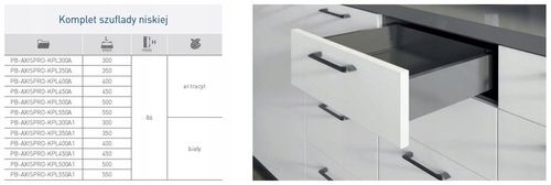 SZUFLADA GTV AXIS PRO 550C1 WYSOKA L550 H167 BIAŁA CICHY DOMYK WYSUW na Arena.pl