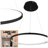 Lampa sufitowa ring led czarna mat 25w nowoczesna industrial wisząca długa