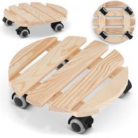 Podstawka drewniana okrągła pod donice doniczkę platforma na kółkach