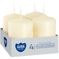 Świece pieńkowe walce BISPOL Aura sw40/60-011 (ecru) ~7h 4szt.