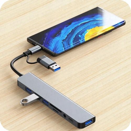 HUB ADAPTER UNIWERSALNY ROZDZIELACZ USB-C 8w1 CZYTNIK SD USB 3.0 AUDIO na Arena.pl