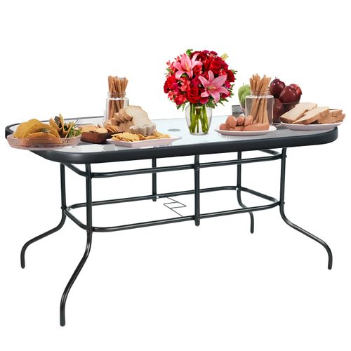 Stół ogrodowy szklany metalowy duży 140x80 cm na Arena.pl