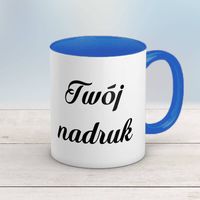 Kubek CLASSIC z niebieskim wnętrzem i uszkiem z Twoim nadrukiem