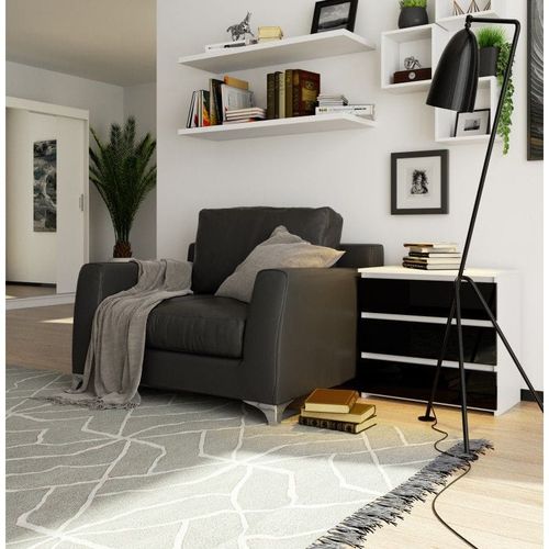 Szafka nocna, stolik, ALMA, 60x35x57 cm, biel, czarny, połysk | TYLETEGOTU na Arena.pl