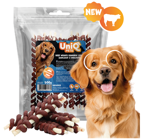 UNIQ PETS gryzak przysmak z wołowiną RAWHIDE 500g na Arena.pl