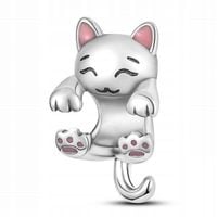 Zawieszka SREBRO 925 Charms Koralik Uśmiechnięty Kotek