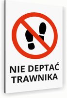 Tabliczka znak informacyjny 40x30 Biała NIE DEPTAĆ TRAWNIKA Aluminiowa
