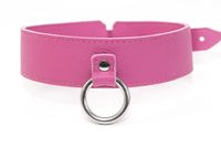Różowa Klasyczna Obroża Skórzana Do BDSM - Leder 1023