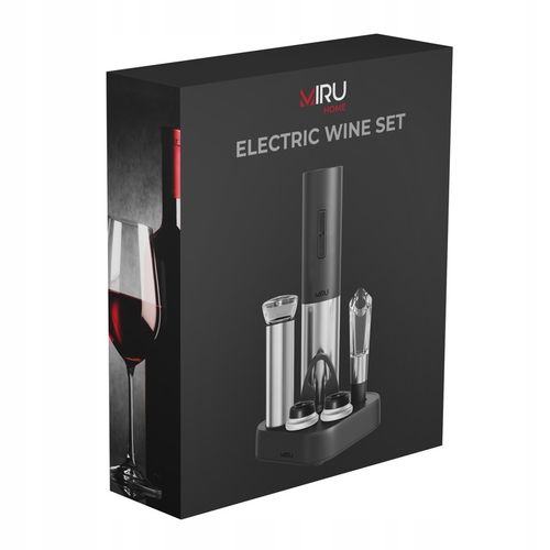 ELEKTRYCZNY KORKOCIĄG OTWIERACZ DO BUTELEK WINA, CZARNY ZESTAW NA PREZENT na Arena.pl