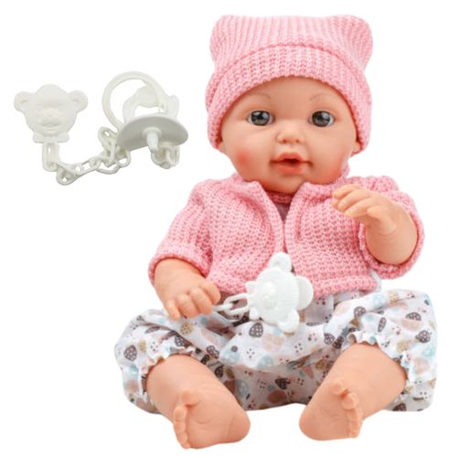 Lalka Bobas Niemowlę Czapka Sweterek Smoczek Dźwięki na Arena.pl