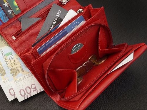 KOCHMANSKI portfel damski skórzany mały czerwony karty dokumenty pojemny na Arena.pl