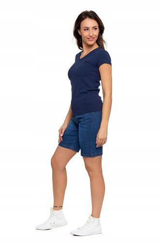 T-SHIRT DAMSKI BAWEŁNIANY KRÓTKI RĘKAW KOSZULKA DEKOLT V MORAJ R.L BASIC na Arena.pl