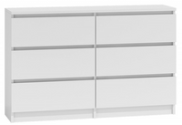 Komoda 6 Szuflad 120 cm Biała MALWINA TS - 4 Kolory