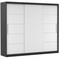 Szafa przesuwna ALBA II 250x61 CZARNY/BIAŁY półki pojemna PRODUCENT
