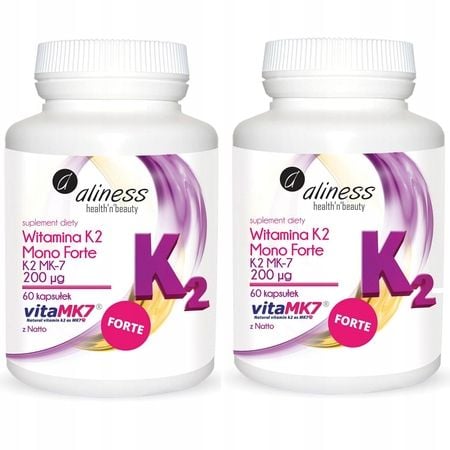 2x WITAMINA K2 MK-7 200mcg Natto FORTE 60kap ALINESS Krzepnięcie Krwi Kości zdjęcie 2