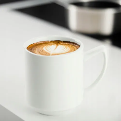 KUBEK PORCELANOWY RYFLOWANY BIAŁY 320ML UNIWERSALNY Z UCHEM NA KAWE HERBATE na Arena.pl