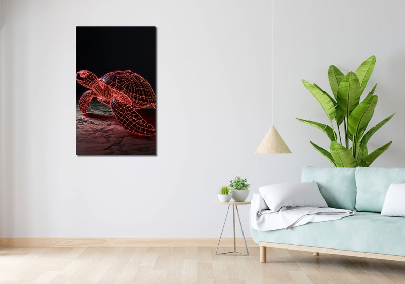 Obraz 60x100cm Neonowy Żółw zdjęcie 2