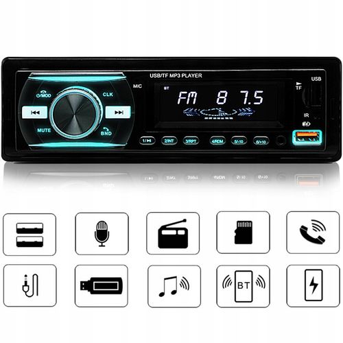 RADIO SAMOCHODOWE BLUETOOTH 1-DIN 2X USB AUX MP3 CZYTNIK KART SD LCD na Arena.pl