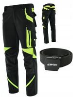 SPODNIE robocze ELASTYCZNE odblaskowe NEOFLEX stretch SPANDEX pasek gratis
