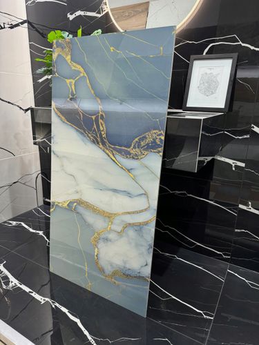 Gres onyx 120x60 niebiesko-biały ze złotym użyleniem -połysk ZŁOTE REFLEKSY na Arena.pl