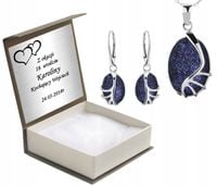 KOMPLET BIŻUTERII SREBRNEJ Z NOCĄ KAIRU + GRAWER