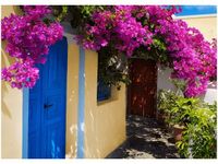 50X70CM GRECKI DOMEK OBRAZ POKOJU DREWNINE