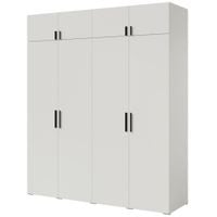 Szafa uchylna z nadstawką Napoli 4D 200 Biała (czarny uchwyt)