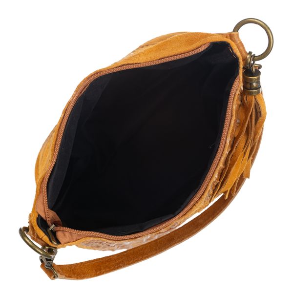 VERA PELLE torebka zamszowa listonoszka z frędzelkiem V479 c.jeansowa zdjęcie 8