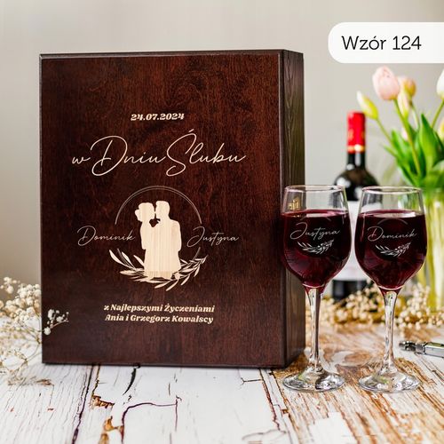 PREZENT NA ŚLUB SKRZYNKA NA WINO PREZENT ŚLUB DLA PARY MŁODEJ Z GRAWEREM na Arena.pl