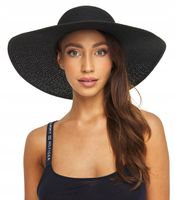 KAPELUSZ DAMSKI na lato letni przeciwsłoneczny SŁOMKOWY SŁOMIANY czarny