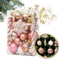 komplet bombek bożonarodzeniowych 29 sztuk w opakowaniu średnica cm różowe